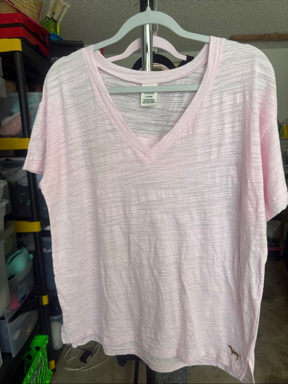 PINK Victoria's Secret Pale Pink V-Neck Short Sleeve Tee